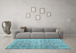 Machine Washable Persian Light Blue Traditional Rug in a Living Room, wshtr3987lblu