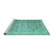 Sideview of Machine Washable Persian Turquoise Traditional Area Rugs, wshtr3987turq