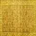 Square Machine Washable Persian Yellow Traditional Rug, wshtr3987yw