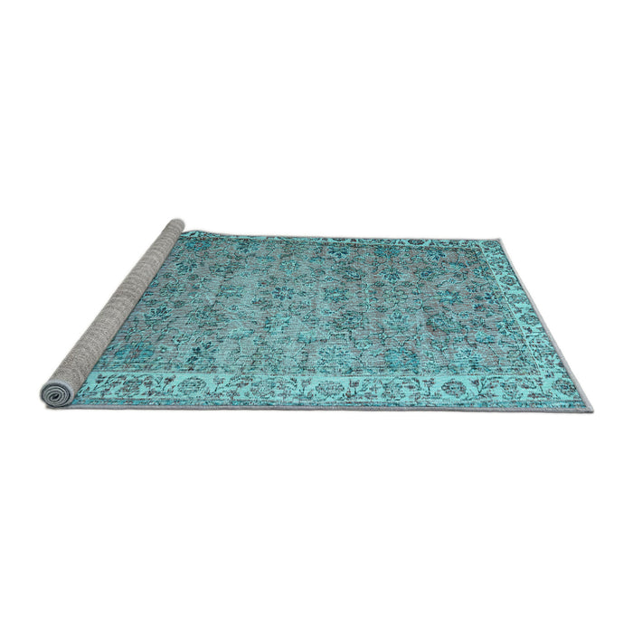 Sideview of Machine Washable Persian Light Blue Traditional Rug, wshtr3987lblu