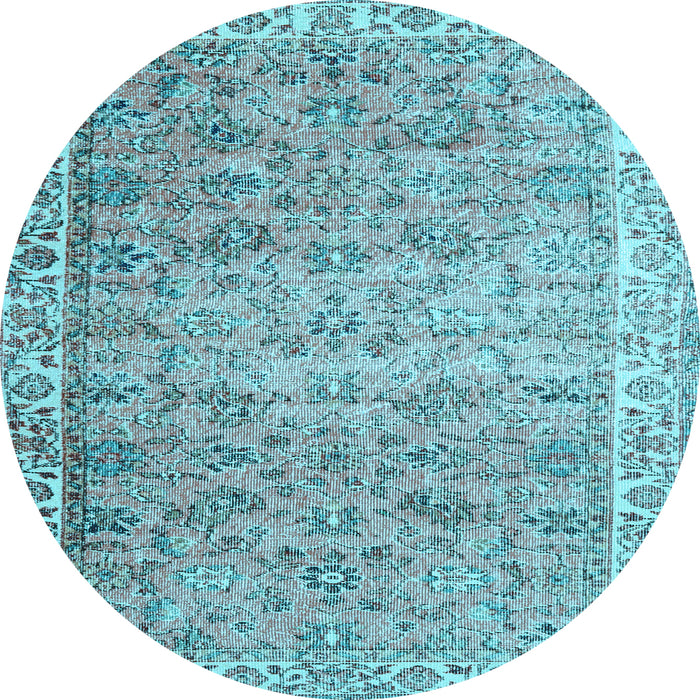 Round Machine Washable Persian Light Blue Traditional Rug, wshtr3987lblu