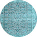 Round Persian Light Blue Traditional Rug, tr3987lblu