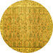 Round Machine Washable Persian Yellow Traditional Rug, wshtr3987yw