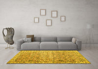 Machine Washable Persian Yellow Traditional Rug, wshtr3987yw