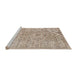 Sideview of Machine Washable Traditional Dark Almond Brown Rug, wshtr3988