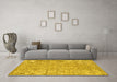 Machine Washable Persian Yellow Traditional Rug in a Living Room, wshtr3988yw