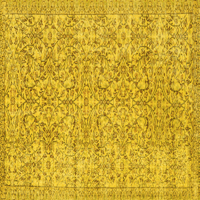 Square Machine Washable Persian Yellow Traditional Rug, wshtr3988yw