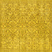 Square Machine Washable Persian Yellow Traditional Rug, wshtr3988yw