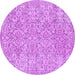 Round Machine Washable Persian Purple Traditional Area Rugs, wshtr3988pur