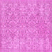 Square Machine Washable Persian Pink Traditional Rug, wshtr3988pnk