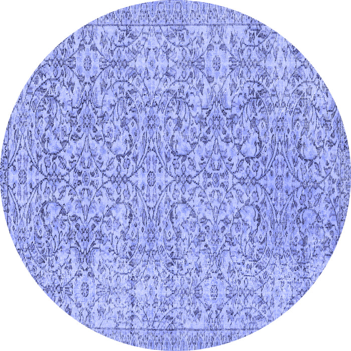 Round Persian Blue Traditional Rug, tr3988blu
