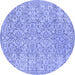 Round Persian Blue Traditional Rug, tr3988blu