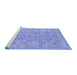 Sideview of Machine Washable Persian Blue Traditional Rug, wshtr3988blu