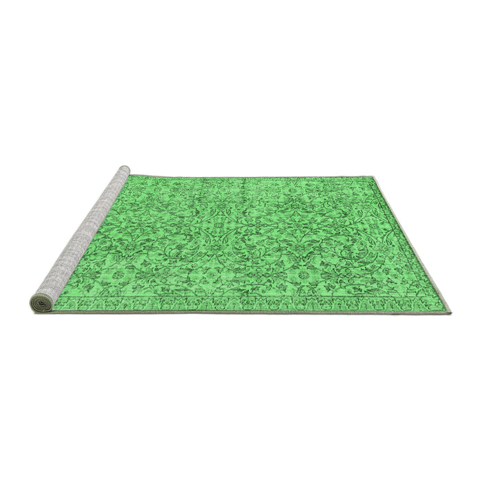 Sideview of Machine Washable Persian Emerald Green Traditional Area Rugs, wshtr3988emgrn