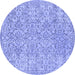 Round Machine Washable Persian Blue Traditional Rug, wshtr3988blu