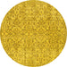 Round Persian Yellow Traditional Rug, tr3988yw