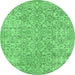 Round Persian Emerald Green Traditional Rug, tr3988emgrn