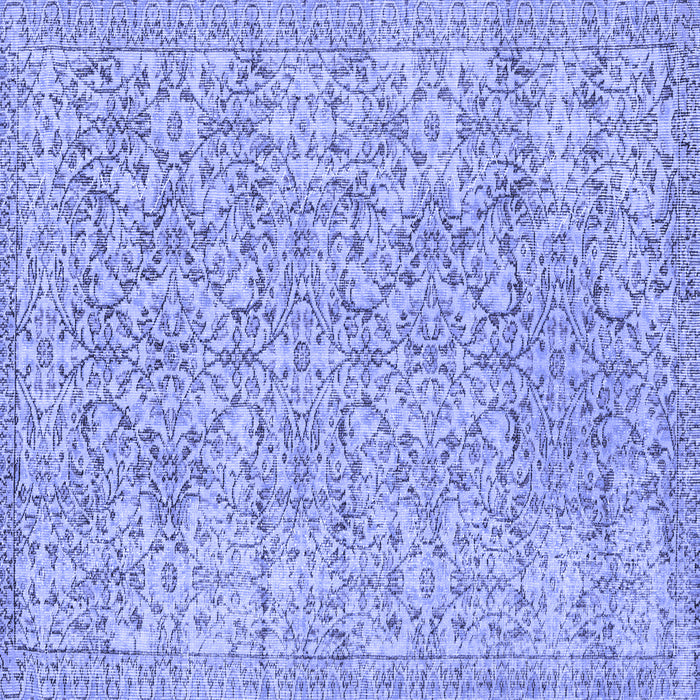 Square Machine Washable Persian Blue Traditional Rug, wshtr3988blu