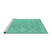 Sideview of Machine Washable Persian Turquoise Traditional Area Rugs, wshtr3988turq