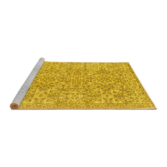 Sideview of Machine Washable Persian Yellow Traditional Rug, wshtr3988yw