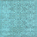 Square Machine Washable Persian Light Blue Traditional Rug, wshtr3988lblu