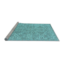Sideview of Machine Washable Persian Light Blue Traditional Rug, wshtr3988lblu