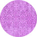 Round Persian Purple Traditional Rug, tr3988pur