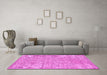 Machine Washable Persian Pink Traditional Rug in a Living Room, wshtr3988pnk