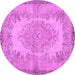 Round Machine Washable Persian Pink Traditional Rug, wshtr3989pnk