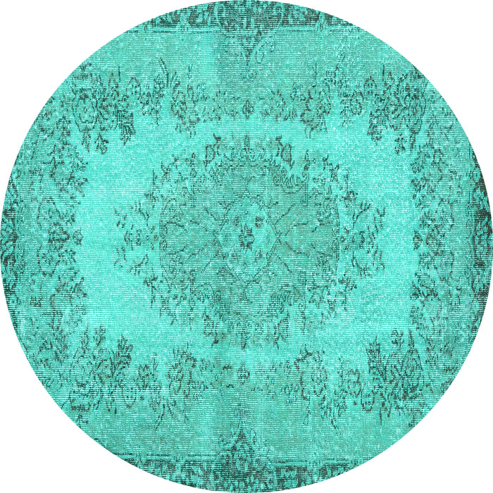 Round Persian Turquoise Traditional Rug, tr3989turq