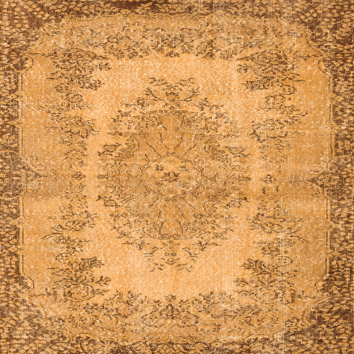 Round Machine Washable Persian Orange Traditional Area Rugs, wshtr3989org