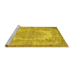 Sideview of Machine Washable Persian Yellow Traditional Rug, wshtr3989yw