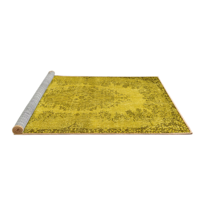 Sideview of Machine Washable Persian Yellow Traditional Rug, wshtr3989yw