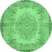 Round Persian Emerald Green Traditional Rug, tr3989emgrn