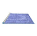 Sideview of Machine Washable Persian Blue Traditional Rug, wshtr3989blu