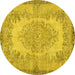 Round Persian Yellow Traditional Rug, tr3989yw