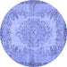 Round Machine Washable Persian Blue Traditional Rug, wshtr3989blu