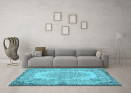 Machine Washable Persian Light Blue Traditional Rug in a Living Room, wshtr3989lblu