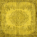 Square Machine Washable Persian Yellow Traditional Rug, wshtr3989yw