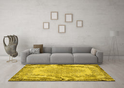 Machine Washable Persian Yellow Traditional Rug in a Living Room, wshtr3989yw