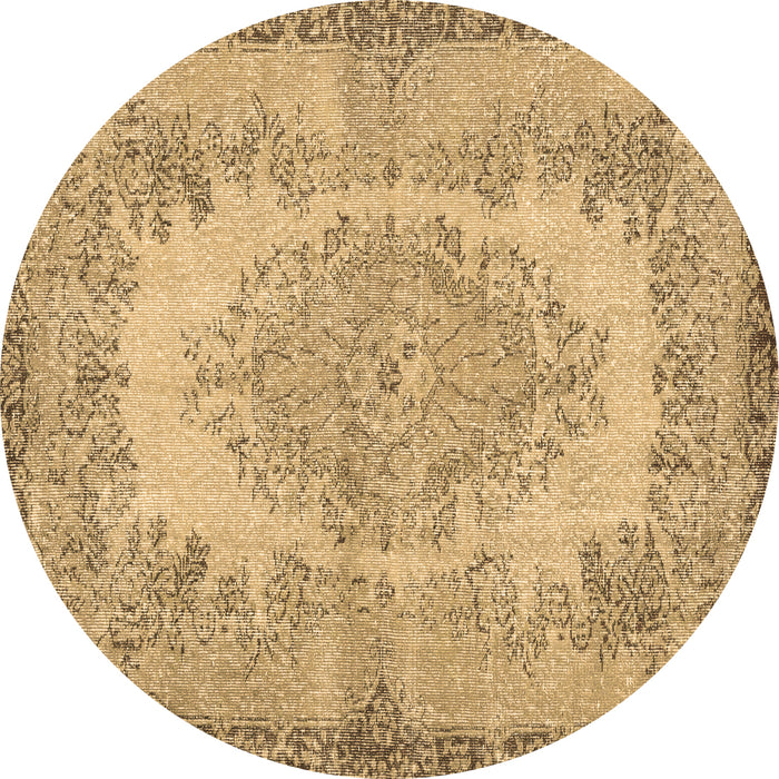Round Persian Brown Traditional Rug, tr3989brn