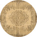 Round Persian Brown Traditional Rug, tr3989brn