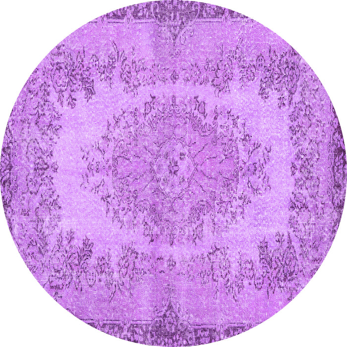 Round Machine Washable Persian Purple Traditional Area Rugs, wshtr3989pur