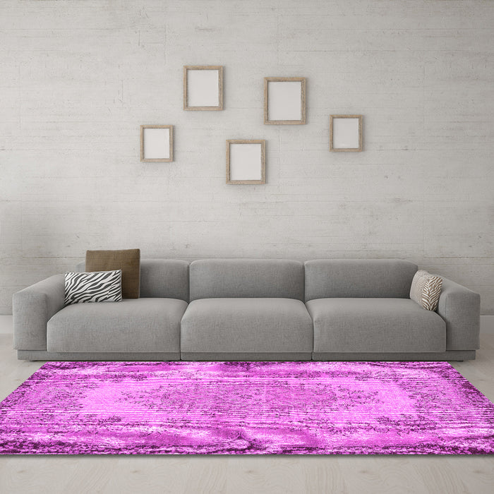 Machine Washable Persian Pink Traditional Rug in a Living Room, wshtr3989pnk