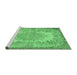 Sideview of Machine Washable Persian Emerald Green Traditional Area Rugs, wshtr3989emgrn