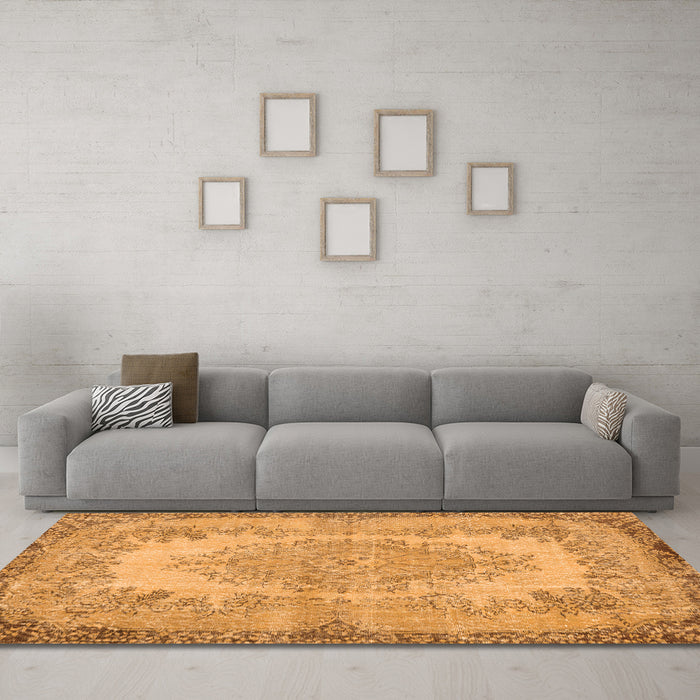 Machine Washable Persian Orange Traditional Area Rugs in a Living Room, wshtr3989org