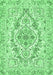 Machine Washable Medallion Emerald Green Traditional Area Rugs, wshtr398emgrn