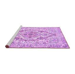 Sideview of Machine Washable Medallion Purple Traditional Area Rugs, wshtr398pur