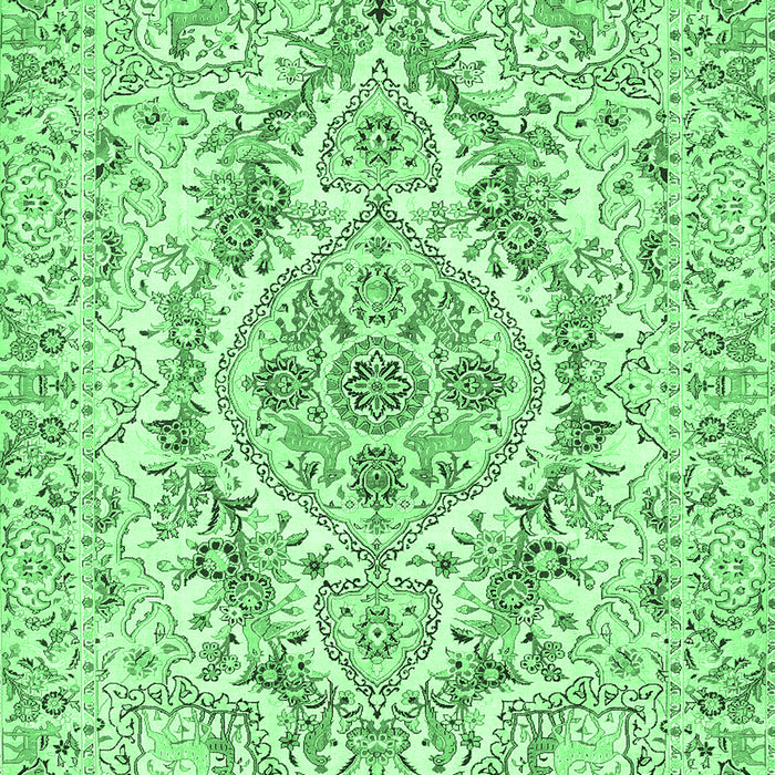 Medallion Emerald Green Traditional Rug, tr398emgrn