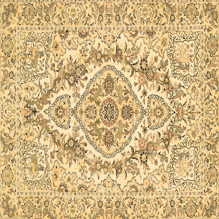 Square Machine Washable Medallion Brown Traditional Rug, wshtr398brn